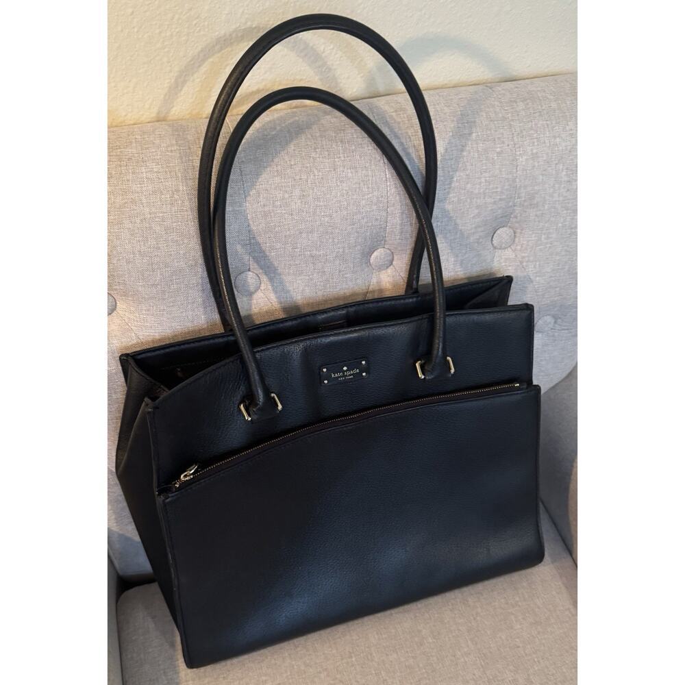 Kate Spade New York Maeve Grove Street Black Leather Tote - Picture 3 of 14